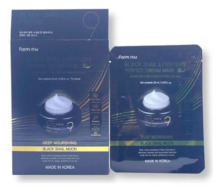 Farm Stay Тканевая маска для лица с муцином черной улитки и пептидами Black Snail & Peptide9 Perfect Cream Mask 23мл