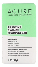 ACURE Твердый шампунь для волос Coconut & Argan Shampoo Bar 140г