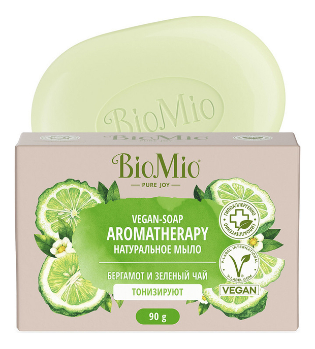 Натуральное мыло Бергамот и зеленый чай Vegan-Soap Aromatherapy 90г