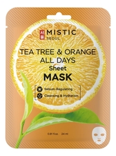 MISTIC Тканевая маска с экстрактами чайного дерева и апельсина Tea Tree & Orange All Days Sheet Mask 24мл