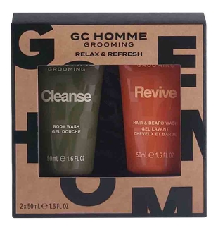 Набор для тела GC Homme Grooming (гель для душа Cleanse Body Wash 50мл + шампунь Revive Hair & Beard Wash 50мл + мочалка)