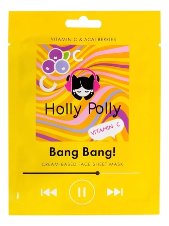 Holly Polly Тканевая маска для лица на кремовой основе с витамином С и экстрактом ягод асаи Bang Bang! 22г