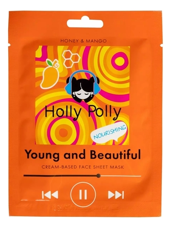Holly Polly Тканевая маска для лица на кремовой основе с медом и экстроктом манго Young and Beautiful 22г