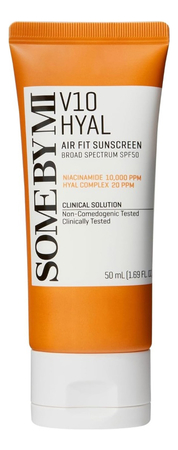 Some By Mi Солнцезащитный крем для лица с комплексом витаминов и гиалуроновой кислотой V10 Hyal Air Fit Sunscreen SPF50 50мл