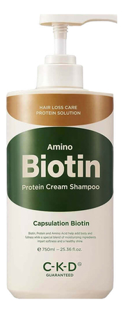 CKD Питательный амино-биотин-протеиновый крем-шампунь для волос Amino Biotin Protein Cream Shampoo 750мл