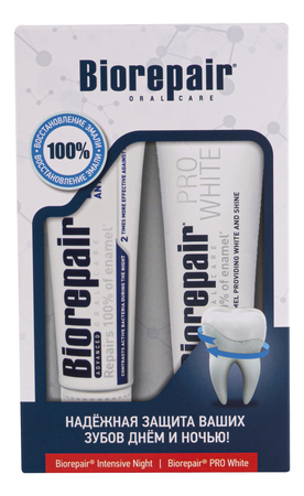 Biorepair Набор зубных паст Защита и блеск (паста Pro White + паста Intensive Night Repair 2*75мл)