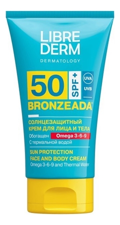 Librederm Солнцезащитный крем для лица и тела с Омега 3-6-9 и термальной водой Bronzeada Sun Protection SPF50+ 150мл