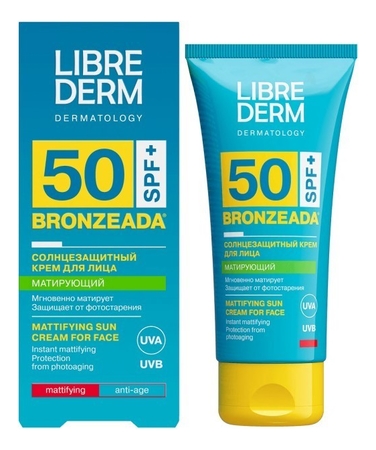 Librederm Солнцезащитный матирующий крем для лица Bronzeada SPF50+ 50мл