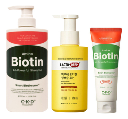 CKD Набор для тела и волос (лосьон для тела Lacto-Derm 400мл + шампунь Amino Biotin 750мл + средство от выпадения волос Amino Biotin 150мл)