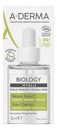 A-DERMA Сыворотка для лица с гиалуроновой кислотой 3 в 1 Biology Hyalu Serum 30мл