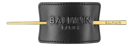 Balmain Hair Couture Заколка для волос со шпилькой Genuine Leather Signature Hair Barrette Black