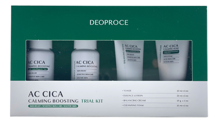 Deoproce Набор для лица с экстрактом центеллы AC Cica Calming Boosting Trial (тонер 30мл + лосьон 30мл + крем 15г + пенка 15мл)