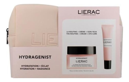 Lierac Набор для лица Hydragenist (крем La Creme Rehydratante Eclat 50мл + крем для кожи вокруг глаз Le Soin Yeux Rehydratant 15мл + косметичка)