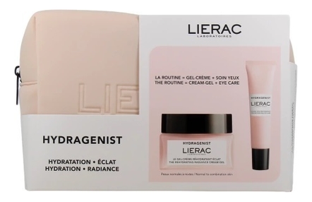 Lierac Набор для лица Hydragenist (гель-крем Le Gel-Creme Rehydratante Eclat 50мл + крем для кожи вокруг глаз Le Soin Yeux Rehydratant 15мл + косметичка)