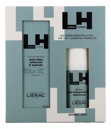 Lierac Набор Homme 2*50мл (шариковый дезодорант Anti-Perspirant Deodorant 48H + крем-флюид д/лица Anti-Rides Raffermit & Hydrate Global)