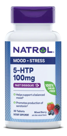 Natrol Биодобавка 5-Гидрокситриптофан 5-HTP 100mg Mixed Berry 30 таблеток