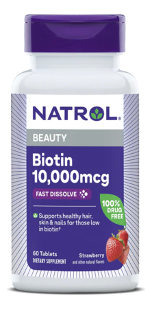 Natrol Биодобавка Биотин Biotin 10,000mcg Strawberry 60 таблеток