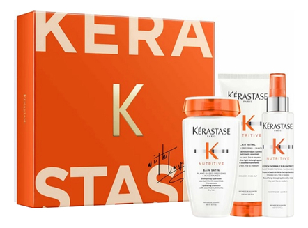 KERASTASE Набор для волос Nutritive (шампунь Bain Satin 250мл + молочко Lait Vital 200мл + термозащитный спрей Lotion Thermique Sublimatrice 150мл)