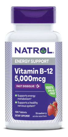 Natrol Биодобавка Vitamin B-12 5,000mcg Strawberry 100 таблеток