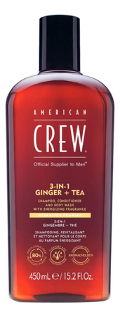 American Crew Шампунь для волос 3-In-1 Ginger + Tea Shampoo Conditioner And Body Wash