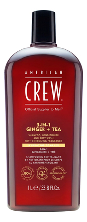 American Crew Шампунь для волос 3-In-1 Ginger + Tea Shampoo Conditioner And Body Wash