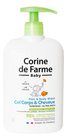 Corine de Farme Очищающий гель для тела и волос с экстрактом календулы Baby Hair & Body Wash Ultra-Rich