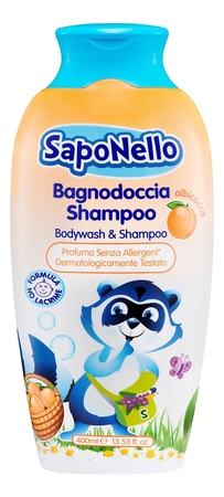 Felce Azzurra Средство для купания и мытья головы Абрикос SapoNello Bodywash & Shampoo 400мл