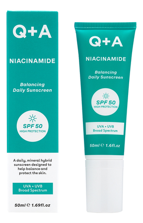 Q+A Солнцезащитный крем для лица Niacinamide Balancing Daily Sunscreen SPF50 50мл