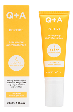 Q+A Солнцезащитный крем для лица Peptide Anti-Ageing Daily Sunscreen SPF50 50мл