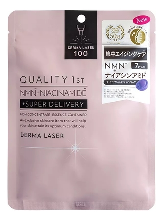 Quality 1st Антивозрастная тканевая маска для лица Derma Laser Super NMN 100 7шт