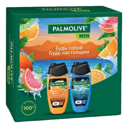 Palmolive Набор для тела Men 2*250мл (гель д/душа Спорт 3 в 1 + гель д/душа Цитрусовый заряд 3 в 1) 