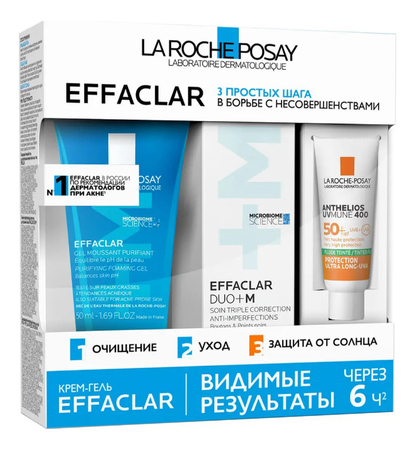 LA ROCHE-POSAY Набор для лица Effaclar (очищающий гель 50мл + крем-гель Duo+ M 15мл + флюид Anthelios 3мл)