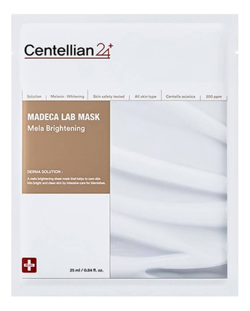 Centellian24 Тканевая маска для лица выравнивающая тон кожи Madeca Lab Mask Mela Brightening 25мл