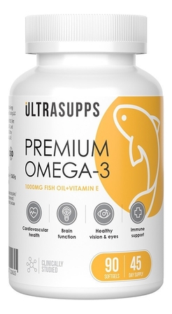 UltraSupps Биологическая активная добавка к пище Омега-3 Premium Omega-3 