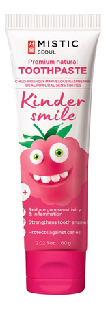 MISTIC Зубная паста Чудесная малинка 3+ Kinder Smile Premium Natural Toothpaste 60г