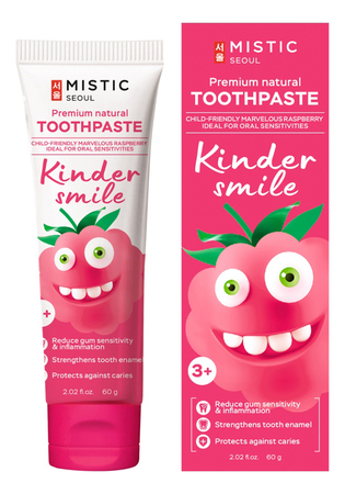 MISTIC Зубная паста Чудесная малинка 3+ Kinder Smile Premium Natural Toothpaste 60г