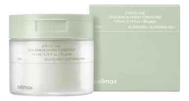 Celimax Пэды для борьбы с несовершенствами кожи Jiwoogae Cica BHA Blemish Toner Pad