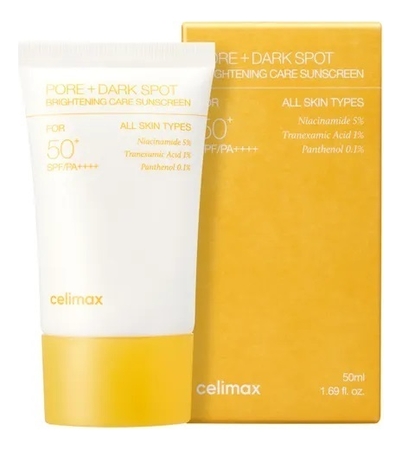 Celimax Крем для лица солнцезащитный Pore + Dark Spot Brightening Care Sunscreen SPF50+ PA++++ 50мл