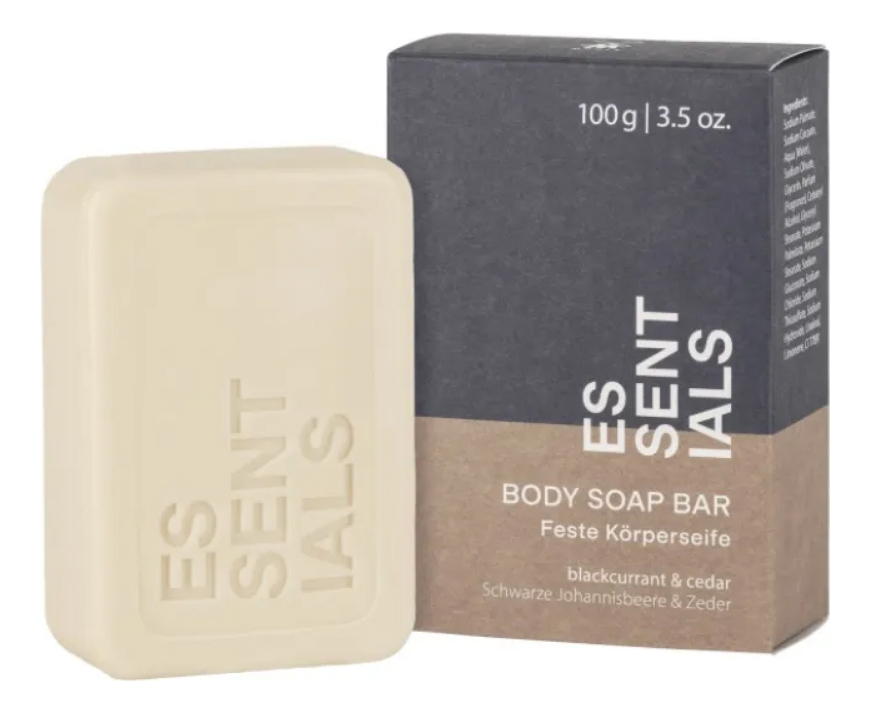 

Твердое мыло для тела Essentials Body Soap Bar 100г (черная смородина и кедр)