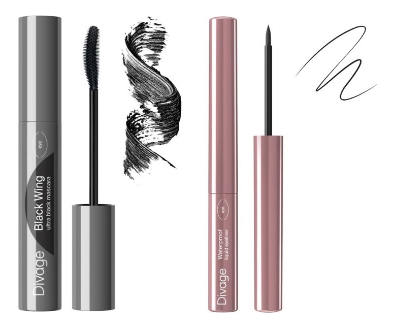 Divage набор (тушь д/ресниц black wing mascara 10мл + жидкая подводка с ...