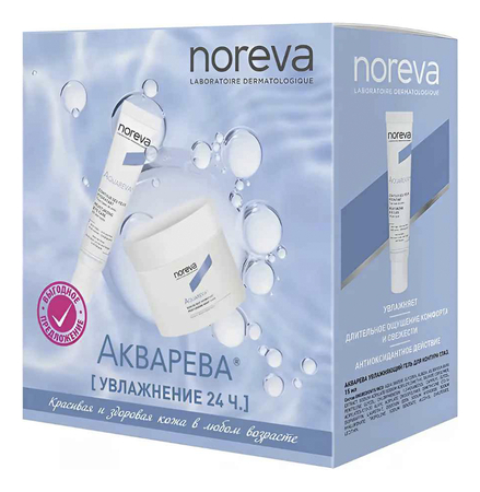 Noreva Набор для лица Aquareva (ночной крем Moisturising Night Care 50мл + гель для кожи вокруг глаз Mousturizing Eye Care 15мл )