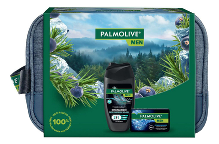 Palmolive Набор для тела Men (гель для душа Расслабление мышц 250мл + мыло Северный океан 90г + косметичка) 