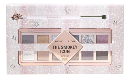 Makeup Revolution Набор для макияжа глаз The Smokey Icon Grunge (палетка теней 8,4г + кисть)