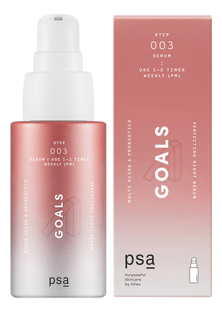 PSA Ночная мультикислотная сыворотка для лица с пробиотиками Goals Multi Acids & Probiotics Perfecting Night Serum 30мл