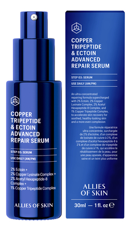 Allies of Skin Восстанавливающая сыворотка для лица с трипептидом меди и эктоином Copper Tripeptide & Ectoin Advanced Repair Serum 30мл