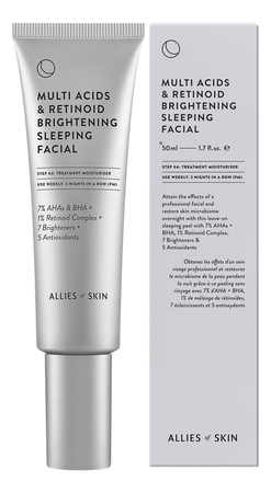 Allies of Skin Ночной мультикислотный осветляющий пилинг для лица Multi Acids & Retinoid Brightening Sleeping Facial 50мл