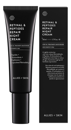 Allies of Skin Ночной восстанавливающий пептидный крем для лица с ретиналем Retinal & Peptides Repair Night Cream 50мл