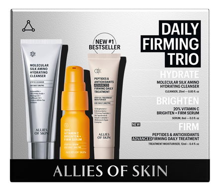 Allies of Skin Набор для лица Daily Firming Trio (молекулярный гель-пенка 25мл + сыворотка с 20% витамина С 8мл + пептидный крем 12мл)