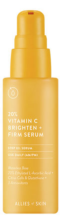 Allies of Skin Осветляющая укрепляющая сыворотка для лица витамином C 20% Vitamin C Brighten + Firm Serum 30мл