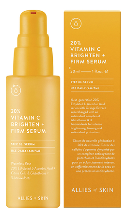 Allies of Skin Осветляющая укрепляющая сыворотка для лица витамином C 20% Vitamin C Brighten + Firm Serum 30мл